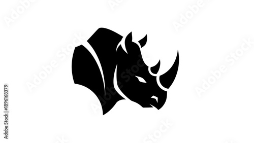 Black Rhino Head Silhouette Logo