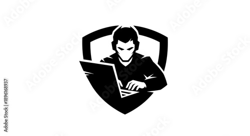 Hacker in Shield Logo