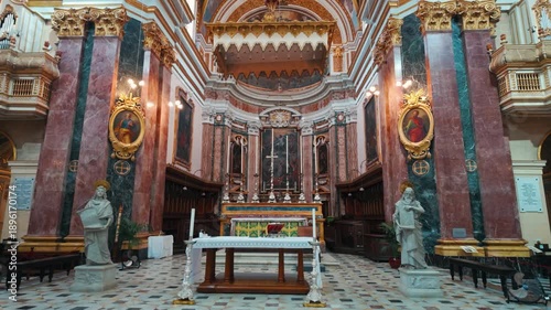 Inside of church of Mdina, ancient fortified capital known as the Silent City in Malta