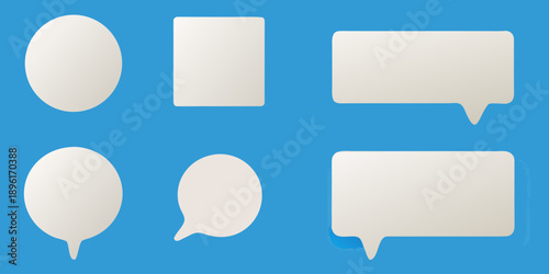 Collection of blank speech bubbles and thought balloons on blue background