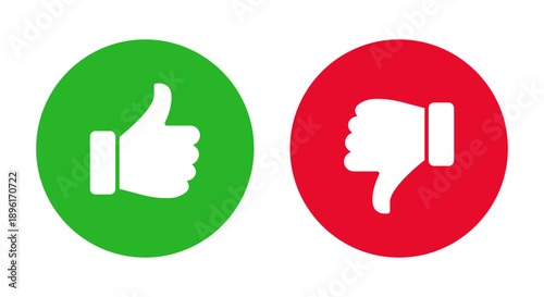 Like dislike icon representing circular positive and negative feedback buttons for user reviews, social media engagement, and voting interfaces