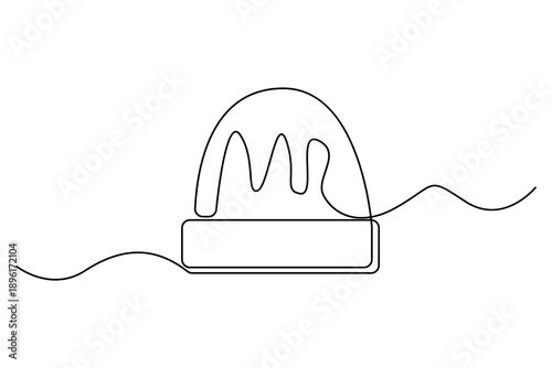 Minimal continuous line art of beanie hat winter fashion vector illustration
