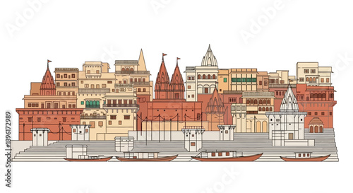 Colorful illustration of boats on water.