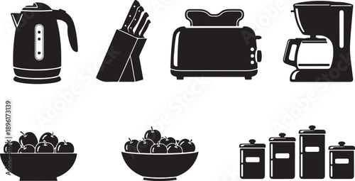 Kitchen Utensils and Appliances Vector Illustration Set