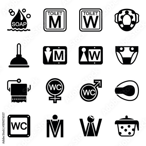 Bathroom and Sanitation Equipment Icons