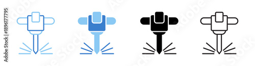 Road Drill Vector Illustration In Multistyle