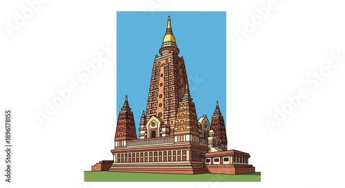 Large Hindu Temple Architecture Structure.