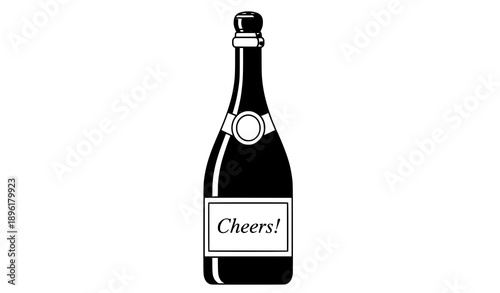 Flat champagne bottle vector illustration isolated on white background