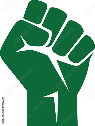 Vibrant green clenched fist symbolizing empowerment and activism