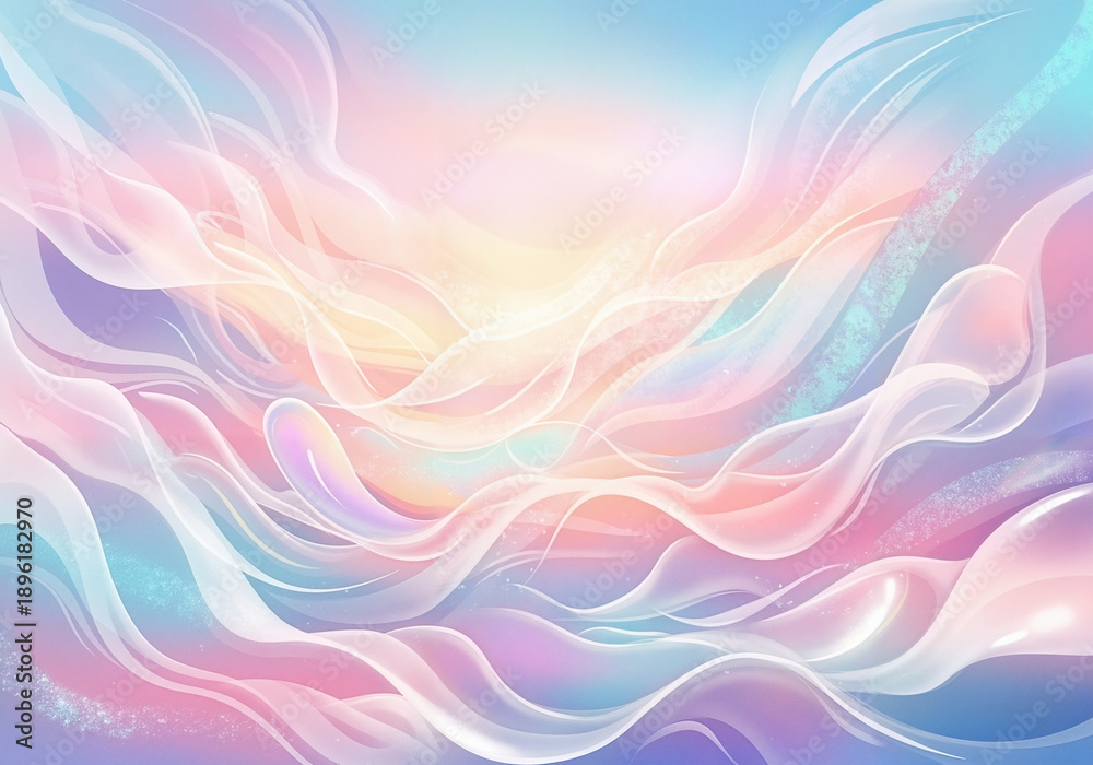 Fototapeta premium Abstract pastel waves blending in soft light with ethereal appearance 