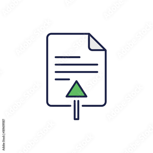 Document Upload Progress with an Upward Arrow Icon, Indicating File Transfer or Data Submission in a Digital Interface