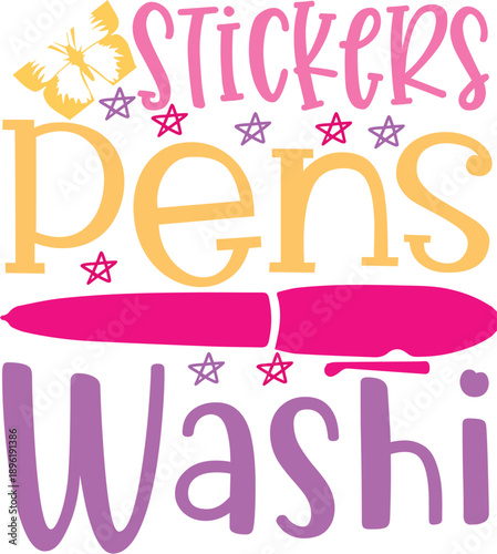 Stickers Pens Washi Planner Typography