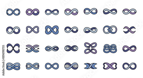 Infinity symbol set. Endless loop icons collection.