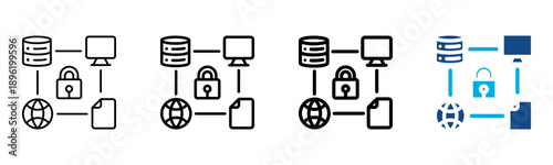 Encryption Icon Different Style Outline Collection Set Vector illustration
