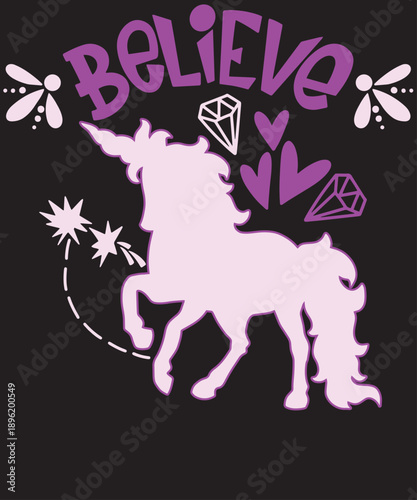 Believe In Unicorns Purple Silhouette