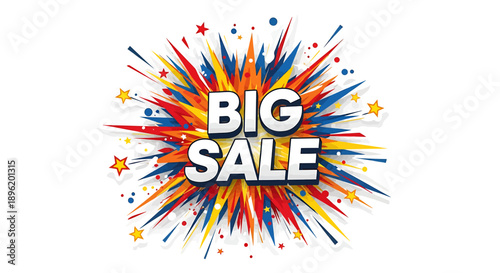 Unleash Savings Exploding Big Sale Event with Vibrant Colors and Dynamic Rays - Ideal for Promotions and Marketing Campaigns