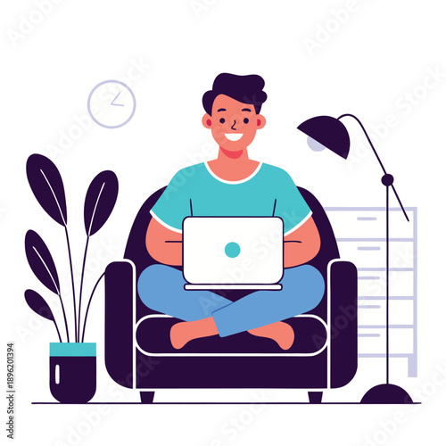 Young Investor Receiving Stock Market News and Trading Ideas on Laptop - Flat Vector Concept of Financial Alerts