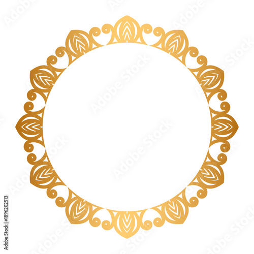 Golden circle mandala frame border