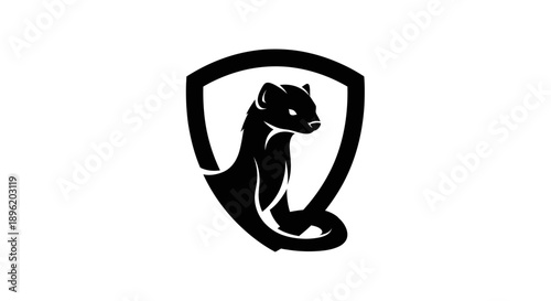 Ferret Silhouette in Shield Emblem