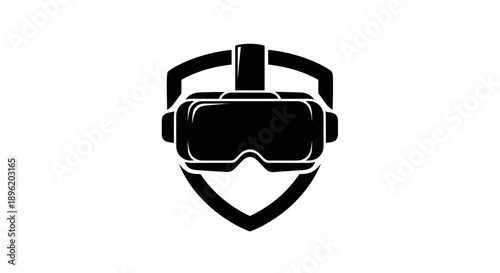 Virtual Reality Headset Shield Logo Icon