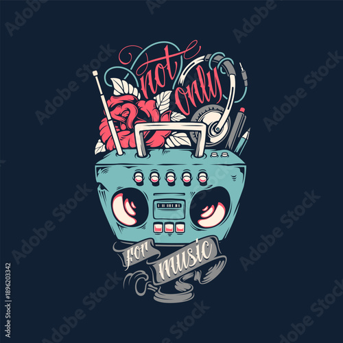 Vintage Boombox Cassette Tape Graphic