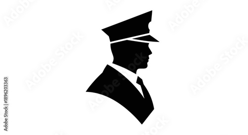 Silhouette of a man in uniform with a cap