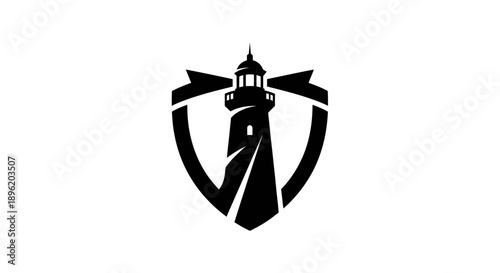 Lighthouse emblem with shield