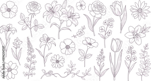  seamless floral pattern featuring rose blossoms and green leaves in a nature-inspired vector illustration for elegant wallpaper design