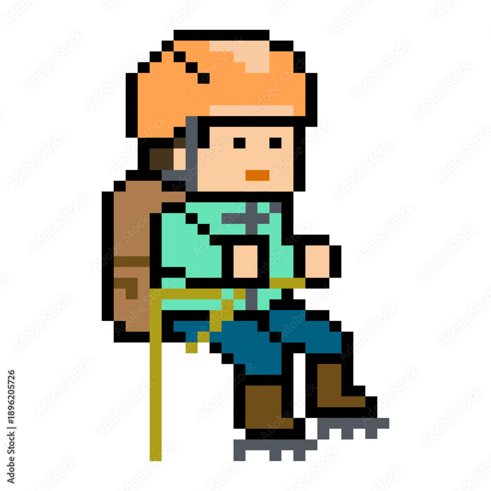 Fototapeta premium Winter Ice Climber Hiker Pixel