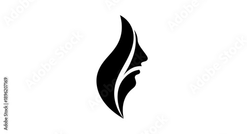 Abstract profile silhouette with flame-like shape
