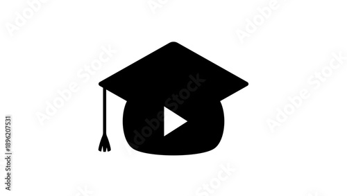Education channel symbol, black isolated silhouette