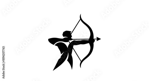 Archer aiming bow and arrow logo
