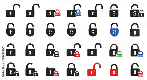 Padlock icons set. Security and safety concept