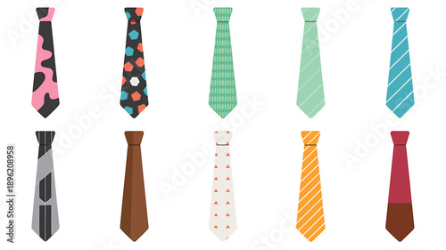 Collection of different colored and patterned neckties for business professional fashion