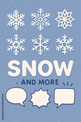 Winter Snow And More Design Kit With Six Snowflakes And Chat Boxes