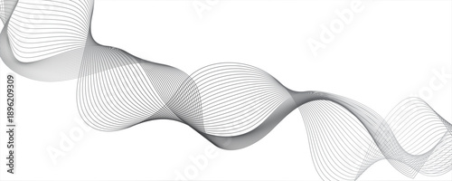 Abstract grey blend wave lines on transparent background. Modern grey flowing wave lines and glowing moving lines.Futuristic and dynamic look, perfect for tech, digital, and modern design projects.