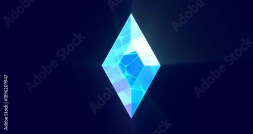 Foto Cartoon crystal on black background. 3d render illustration.