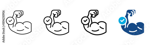 Strength Icon Different Style Outline Collection Set Vector illustration
