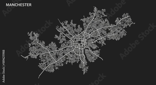 Manchester UK City Map Minimalist Design