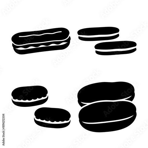 A variety of sweet dessert silhouettes featuring classic sandwich cookies and a cream-filled pastry