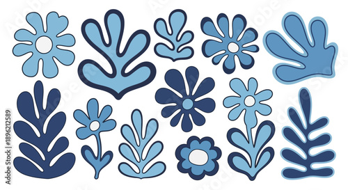 Blue floral pattern, abstract flower shapes