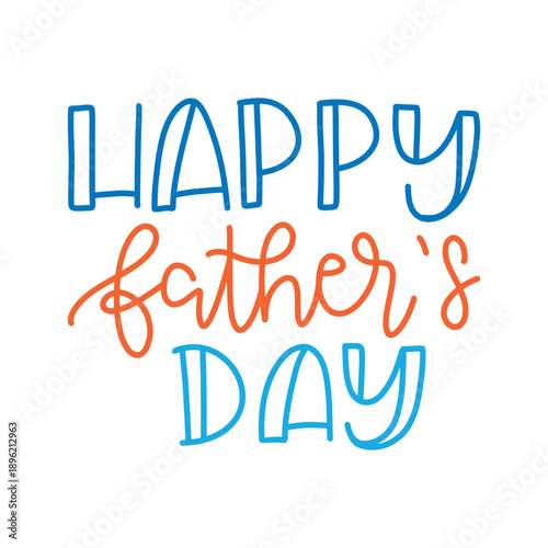 Happy Fathers Day Blue Outline
