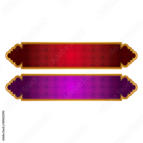 Set Of Luxury Red and Pink Arabic Islamic Banner Title Frame Text Box Border Transparent Background
