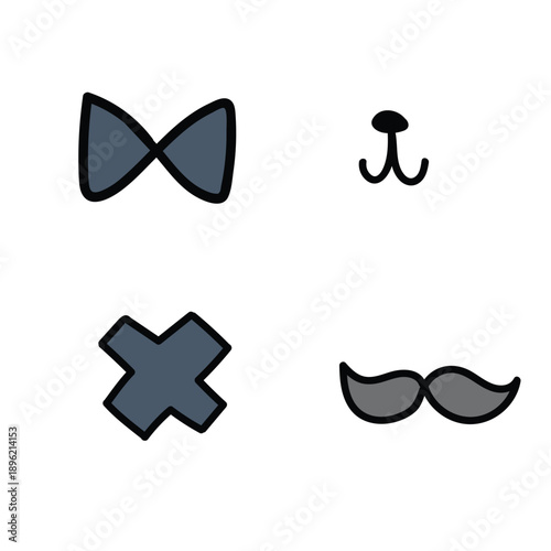 Gentleman Mustache Bowtie Glasses Icons