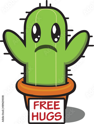 Free hugs sad cactus