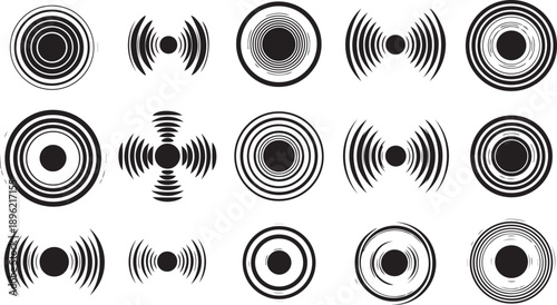 Sound wave icons and audio signal graphics set