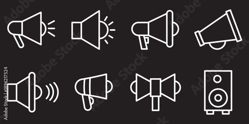 Megaphone Icon Set Multiple Style Collection
