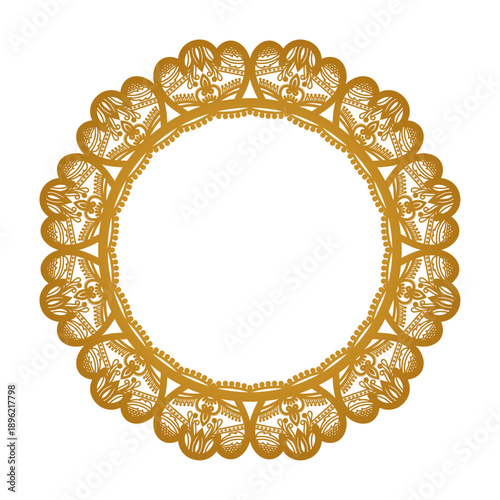 Golden circle mandala frame border