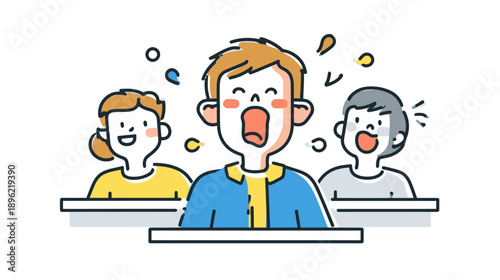 Boy Burping in Classroom with Friends Laughing
