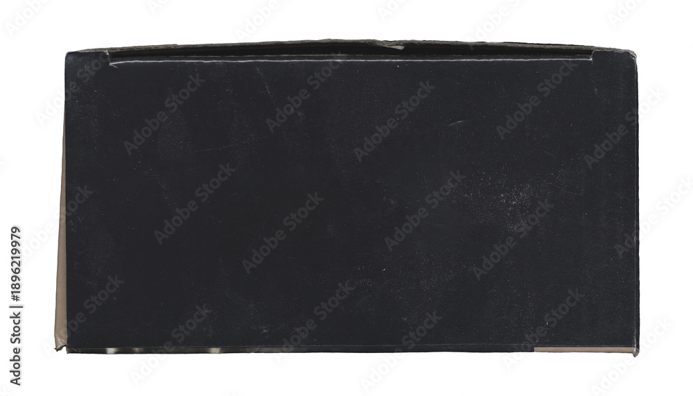 Fototapeta premium Old vintage black rectangular box top view on transparent background